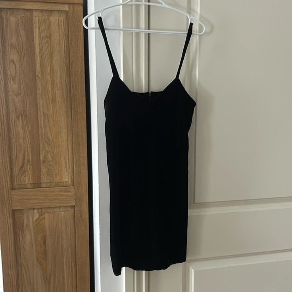 Pixie Market Black Crushed Velvet Mini Black Dress Extra Small Lbd — image 2 of 8